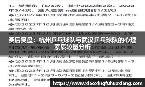 赛后复盘：杭州乒乓球队与武汉乒乓球队的心理素质较量分析
